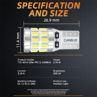 Luces LED para Interior de Coche T10 W5W Canbus Sin Errores, Luz de Matrícula, Lámpara de Techo 194 168 6000K Blanca 12V Venta al por Mayor