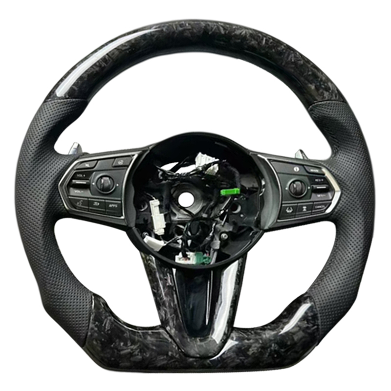Forged Carbon Fiber+Perforated Leather+black Stitching
