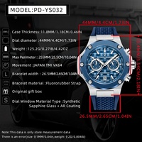 Montre sport à quartz Pagani Design pour homme, verre saphir de luxe et revêtement antireflet, acier inoxydable, montre multifonctionnelle