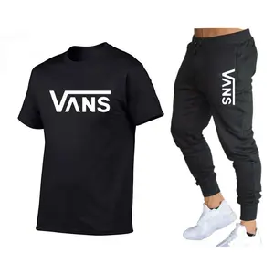 Customized men's short sleeved T-shirt set, summer trend loose round neck men's casual fashion brand men's clothing