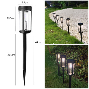 Luces solares para jardín, lámpara LED negra de 44cm, resistente al agua, para exteriores, camino, césped, decoración de patio - Product Image 1