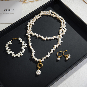 Bộ Trang Sức Mạ Vàng Thời Trang Mới 2022 Quà Tặng Cho Nữ Vòng Cổ Ngọc Trai Đám Cưới Vòng Tay Hoa Tai Bộ Sang Trọng Tiệc Tiệc Tùng - Product Image 2