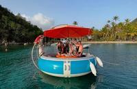 Bateau Donut Flottant Rond pour Barbecue, Bateau de Loisirs Électrique Rechargeable, Personnalisation Disponible pour Location et Opération de Divertissement
