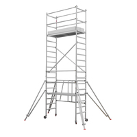 Échafaudage mobile en aluminium à cadre simple large, tour roulante avec plateforme légère et durable, certifié EN1004