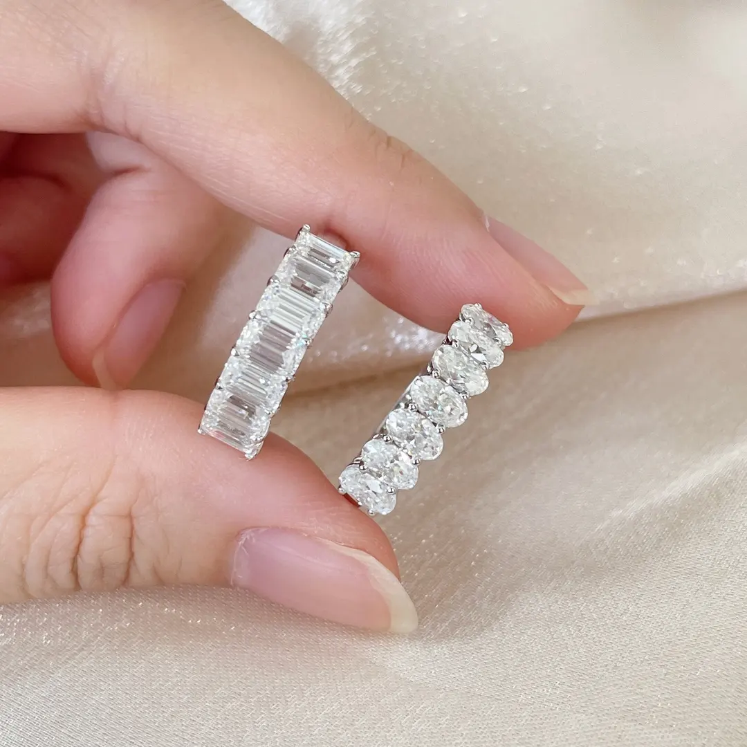 Xinfly 18K Wit Puur Goud Hoge Kwaliteit 1.5ct 2ct Bruiloft D Vvs Moissanite Diamond Band Ring