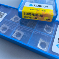 Plaquettes de tournage externes KORLOYS personnalisables CCGT09T304-AK H01 en carbure de tungstène, forme losange, revêtement PCD, pour tournage CNC, acier