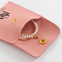 Sac en velours personnalisé avec logo imprimé de luxe pour le rangement des colliers, des bagues et des boucles d'oreilles, pochette à bijoux pour emballage cadeau