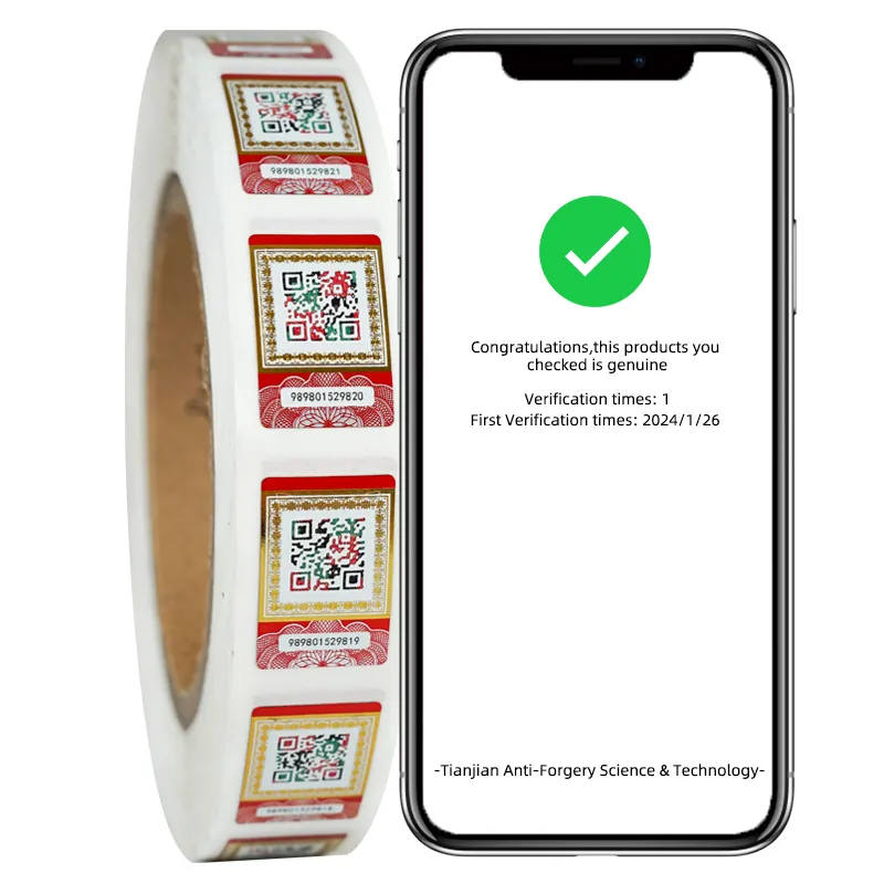 3d Custom Verifiëren Systeem Verpakking Qr Code Serienummer Fraudebestendige Sticker Anti-Namaak Beveiligingslabel