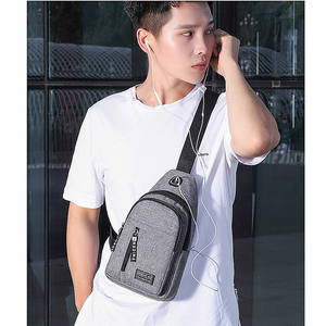 Nieuwe collectie mode borsttas goedkope heuptas heren schoudertas met USB-oplader en koptelefoongat - Product Image 3
