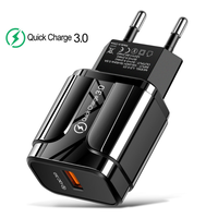 Chargeur mural USB 18W QC3.0, chargeur rapide pour iPhone, Samsung, Galaxy, Android, prise US EU, noir