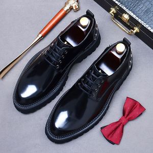 Zapatos Formales de Negocios para Hombre con Cordones - Suela de Goma Gruesa Antideslizante, Transpirables, Diseño de Parches, Casuales, Ideales para Bodas - Product Image 4