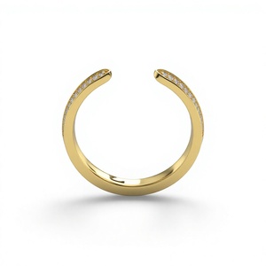 เครื่องประดับชั้นดี แหวนทองชุบ 14K 18K แบบเปิดประดับเพชร แหวนเพชรทรงกลมเพาะเลี้ยงแบบซ้อนได้ แหวนฝังเพชรแบบไมโครเพฟ รับผลิตแบบ OEM - Product Image 2