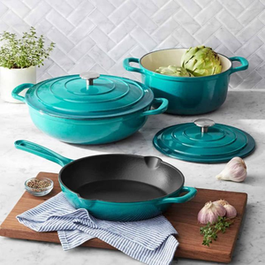 طقم أواني طهي من الحديد الزهر المطلي بالمينا الكلاسيكي مكون من 7 قطع - Product Image 3