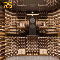 Armoire de salle à vin de luxe moderne dorée, cave à vin et présentoir intégrés avec lumières LED pour la maison, solution de stockage de vin de luxe