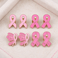 Broche en émail personnalisée en métal pour la sensibilisation au cancer du sein, ruban rose, vente en gros