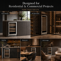 Armoire à vin de luxe OEM, réfrigérateur à vin encastrable avec porte vitrée