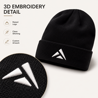 Bonnet tricoté personnalisé avec broderie 3D de personnage, unisexe, pour l'hiver, le ski, les voyages, en coton et élasthanne, marque privée, vente en gros