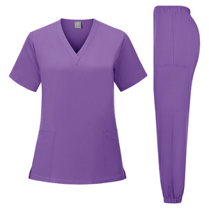 Women V Neck <b>Scrub</b> <b>Set</b> Moisture Wicking Split Uniform Plus Size Hospital Wear - Product Image 5