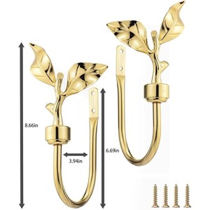 European Style Curtain <b>Wall</b> <b>Hooks</b> <b>Gold</b> Stainless Steel Leaf Design For Drapes And Curtains - Product Image 4