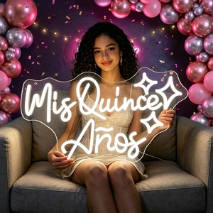 Letrero <span class=keywords><strong>de</strong></span> Neón 'Mis Quince Años', Luz LED Decorativa <span class=keywords><strong>de</strong></span> Pared para Quinceañera, Letreros <span class=keywords><strong>de</strong></span> Neón Personalizados - Product Image 4