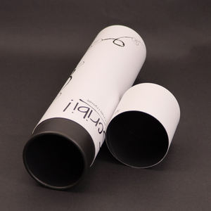 Tubo postal de embalaje de producto de papel de cartón blanco laminado mate personalizado con tapa - Product Image 1