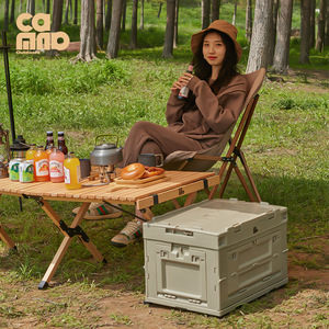 Caja de Almacenamiento Plegable para Exteriores, Gris Marrón, Rectangular, Material PP, para Campamentos, Picnics, Maletero del Auto, Organización de Artículos para Exteriores - Product Image 1