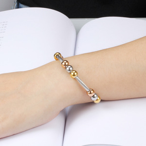 Pulsera de Acero Inoxidable de 3 mm, Cadena de Resorte Ajustable, Cuentas de Bolas de Colores Mezclados, Joyería de Moda Unisex - Product Image 2