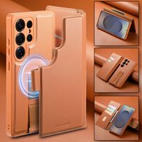 Casing ponsel lipat magnetik Samsung S26 S25 Ultra, casing ponsel anti-jatuh dua-dalam-satu terpisah untuk S25 S24 dengan dompet.