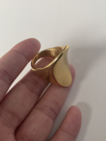 Handgemachter konkaver großer ovaler Ring Titans tahl Modeschmuck Wasserdichter PVD vergoldeter leerer ovaler Siegelring Unisex