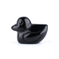 Figurine de canard en pierre naturelle sculptée à la main, statue d'animal en pierre précieuse, décoration de bureau à domicile, cadeau porte-bonheur