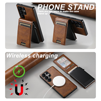 SUTENI untuk Samsung S26 Ultra Casing Ponsel Magnetik Pengisian Daya Nirkabel Slot Kartu Dompet Tombol Kotak Kartu Bingkai Foto Mendukung S25