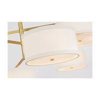 Lustre suspendu en forme de tambour nordique à six lumières, design moderne, en laiton et tissu, pour salon, hôtel, décoration intérieure