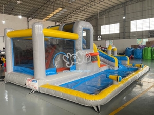 Parc aquatique gonflable avec toboggan et piscine, qualité professionnelle, PVC, utilisation intérieure, installation facile - Product Image 2