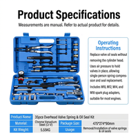 Kit de 35 outils de dépose de joints de soupape en acier à haute teneur en carbone avec mallette rigide pour compresseur de ressort de soupape de culasse, outil de moteur automobile