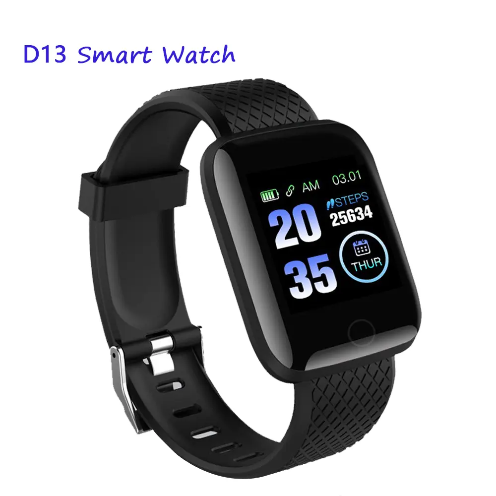 Ürünler en çok satan 116 artı akıllı saat D13 Smartwatch T8 kalp hızı izle erkekler dijital spor akıllı saat su geçirmez