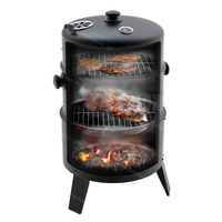 Barbecue au charbon de bois portable d'extérieur robuste en acier thermolaqué avec roues, hauteur réglable et dispositif de sécurité flamme