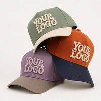 Casquette en toile à 5 panneaux avec logo personnalisé OEM, broderie 3D en relief, casquette structurée bicolore, casquettes de baseball en coton réglables, vente en gros