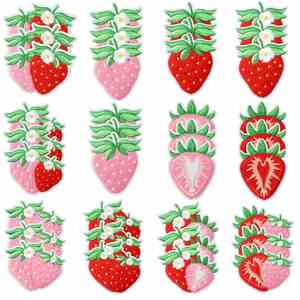 Patch brodé thermocollant en forme de fraise blanche crémeuse pour la décoration de vêtements pour enfants - Product Image 3