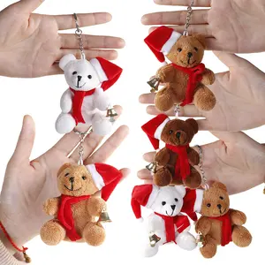 2023 Nette Mini Weihnachten Teddybär Schlüssel bund Spielzeug Großhandel Benutzer definierte Weiche Kuscheltier Weihnachten Plüsch tier