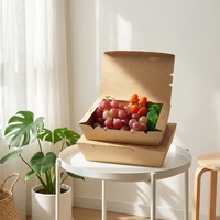 Boîtes à lunch carrées jetables en carton ondulé de qualité alimentaire avec poignée, pliables, étanches et écologiques pour les repas