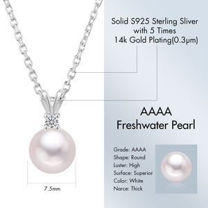 Vente en gros de colliers pendentifs en argent sterling S925 avec perle d'eau douce, plaqué or 14 carats, bijoux délicats de luxe unisexes de qualité supérieure - Product Image 5