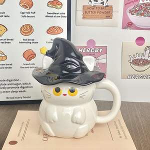 Cat Witch Cup Ceramic Cartoon <b>Mug</b> Halloween Party Drinkware Couple <b>Mugs</b> - Product Image 4