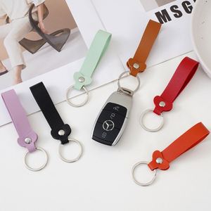 Faux Leather Keychain Creative Simple Metal <b>Key</b> <b>Ring</b> Multi-color Macaron Car Keyring Pendant - Product Image 1