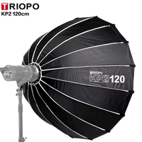 TRIOPO parabola Softbox KP2, dudukan Bowens 120cm dengan kisi sarang lebah, kotak lembut dalam profesional untuk pencahayaan Video fotografi