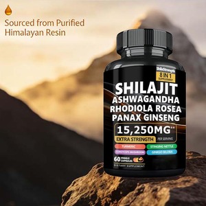 ShilaStrength Shilajit Ashwagandha Rhodiola Rosea Panax Ginseng 15,250MG 60 Capsules Végétales Complément Alimentaire Végétalien - Product Image 1