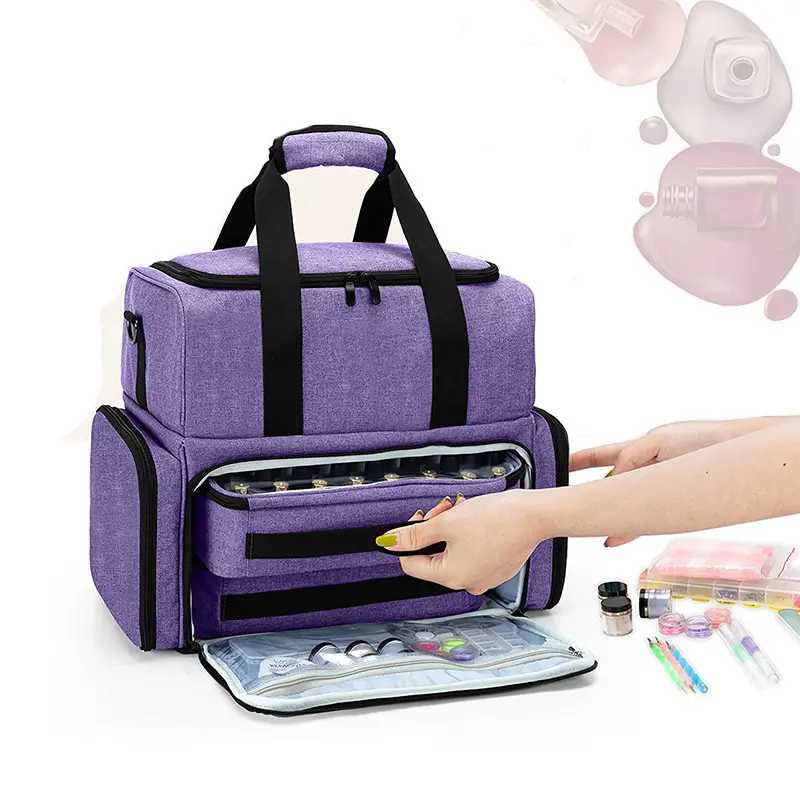 Salon de maquillage personnalisé sac à ongles grande capacité sac cosmétique de transport 48 bouteilles vernis à ongles organisateur essentiel vernis à ongles sacs