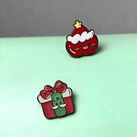 Épingles en émail doux personnalisées pour Noël, badges en métal plaqué or, nickel noir pour cadeaux, épingles