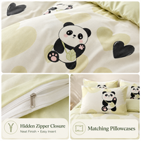 Vente en gros usine : Ensemble de housse de couette Cœur de Panda, 3 pièces, couleur personnalisée OEM ODM pour E-commerce, Hôtels et Domicile