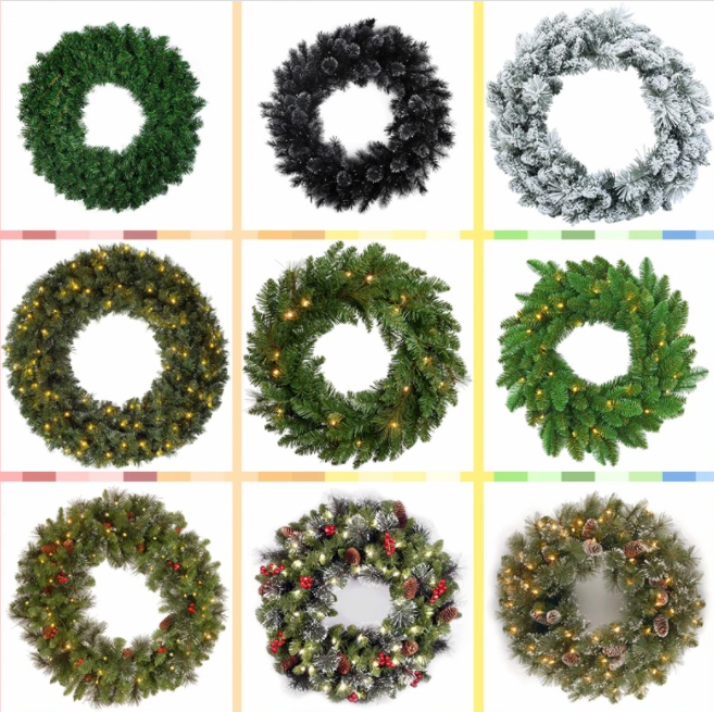 Home Christmas Garden Decoration LED Christmas Wreath Large Christmas Wreath 60cm