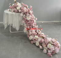 Y-I022 Accessoires de mariage, chemins de table en fleurs blanches, rangées de fleurs artificielles, chemin de table pour la décoration de mariage